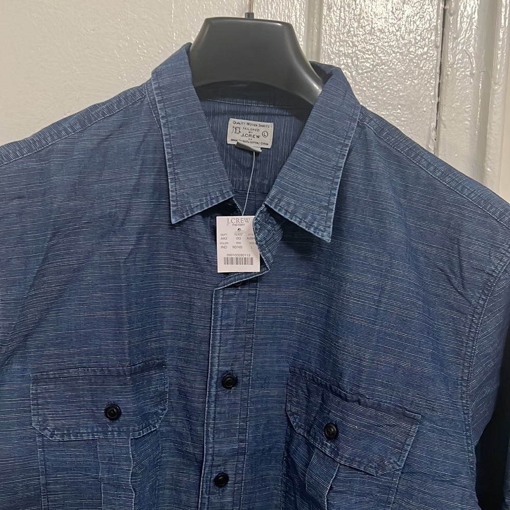 NWT JCrew Factory Indigo Textured Stripe Shirt